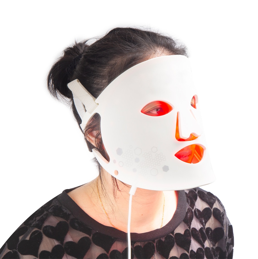 4 Colour LED Light Therapy Face Mask for Skin Rejuvenation, Flexible Silicone Mask with Red Light, Anti-Ageing & Acne Treatment for Home Use
