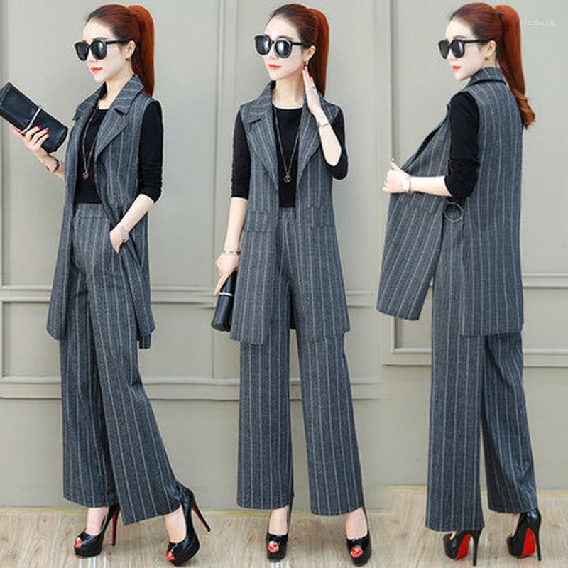 Women's Tracksuits 2022 Spring And Autumn Ladies Fashion Slim Striped Suit Vest Wide Leg Pants Three-piece
Women's Tracksuits 2022 Spring And Autumn Ladies Fashion Slim Striped Suit Vest Wide Leg Pants Three-piece