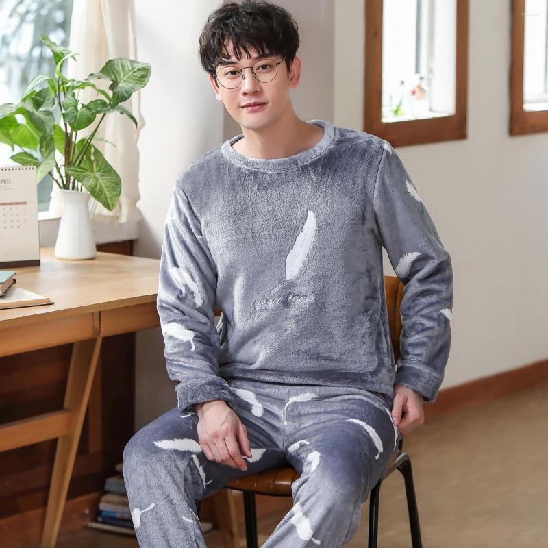 Men's Sleepwear 2022 Winter Thick Warm Grey Flannel Pajama Set For Men Long Sleeve Feather Print Suit Loungewear Homewear Home Clothes, Pj301color31
Men's Sleepwear 2022 Winter Thick Warm Grey Flannel Pajama Set For Men Long Sleeve Feather Print Suit Loungewear Homewear Home Clothes, Pj301color31