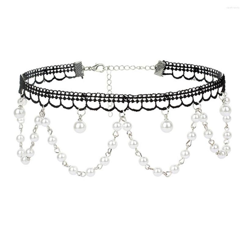 Chains 1PCS Women Girls Lace Choker Necklace Dainty Fake Pearl Tassels Lolita Gothic Jewelry Accessories
Chains 1PCS Women Girls Lace Choker Necklace Dainty Fake Pearl Tassels Lolita Gothic Jewelry Accessories