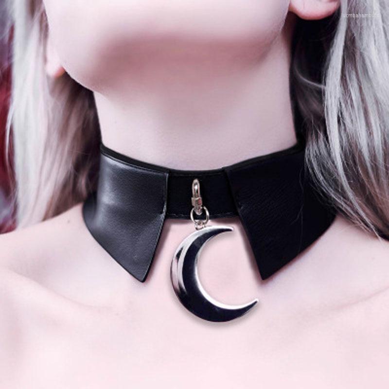 Pendant Necklaces Women Black Cool Punk Goth Vintage Metal Crescent Moon Leather Collar Choker Necklace
Pendant Necklaces Women Black Cool Punk Goth Vintage Metal Crescent Moon Leather Collar Choker Necklace