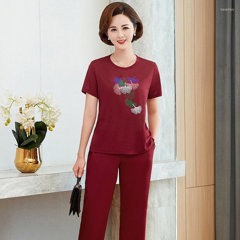 Women's Tracksuits Summer Two Piece Set Womens Printed Short Sleeve T-shirt & Calf-Length Pants 2pcs Sets Middle-aged Big Size Loose, Green
Women's Tracksuits Summer Two Piece Set Womens Printed Short Sleeve T-shirt & Calf-Length Pants 2pcs Sets Middle-aged Big Size Loose, Green