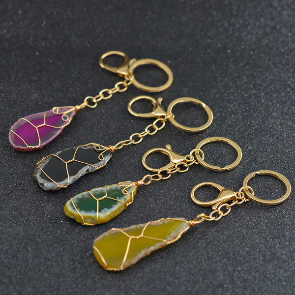 Wire Wrap Agate Stone Key Rings Diy Natural Druzy Raw Stone Healing Crystal Keychain Bag Hangings pendant for Women Men Fashion Jewelry
Wire Wrap Agate Stone Key Rings Diy Natural Druzy Raw Stone Healing Crystal Keychain Bag Hangings pendant for Women Men Fashion Jewelry