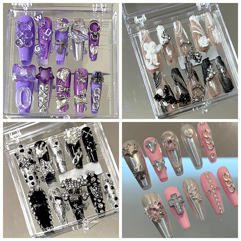 False Nails Handmade Y2K Long Coffin Tips Glitter Press On Punk Style Reusable Short Fake Nail With Glue Gift 221031, Black
False Nails Handmade Y2K Long Coffin Tips Glitter Press On Punk Style Reusable Short Fake Nail With Glue Gift 221031, Black