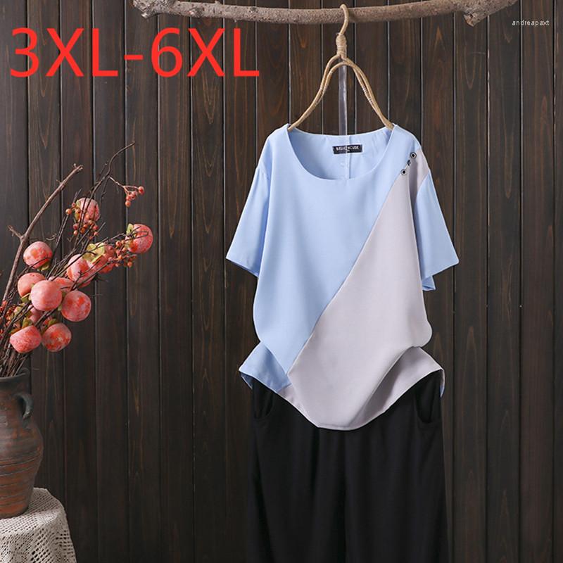 Women's Blouses 2022 Ladies Summer Plus Size Tops For Women Large Blouse Short Sleeve Loose Casual Blue Chiffon O-neck Shirt 3XL 5XL 6XL
Women's Blouses 2022 Ladies Summer Plus Size Tops For Women Large Blouse Short Sleeve Loose Casual Blue Chiffon O-neck Shirt 3XL 5XL 6XL