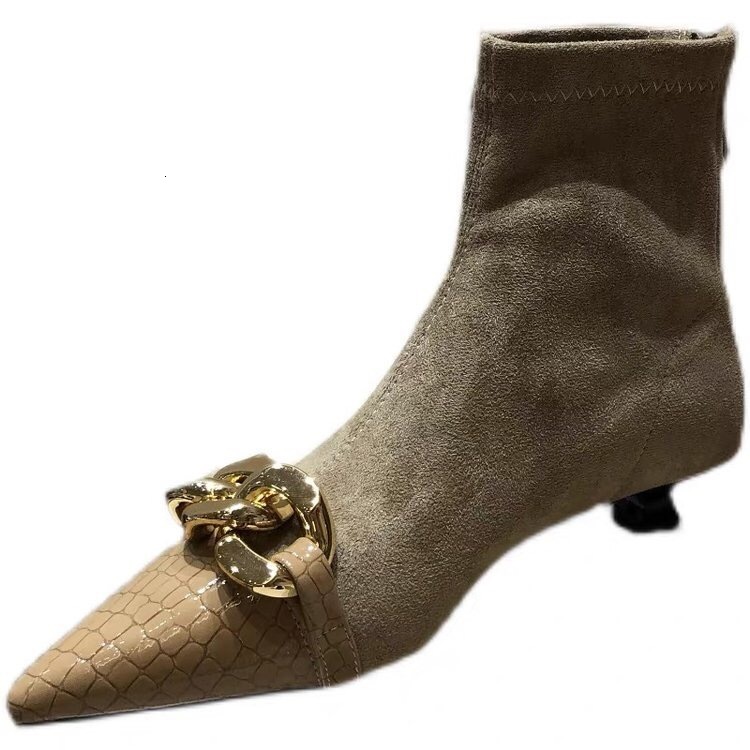 Boots Fashion Chain Decoration Women Ankle Boots Low Thin Heels Pointed Toe Pumps Shoes Zip Chelsea Short Bootties Black Brown 221114, Beige
Boots Fashion Chain Decoration Women Ankle Boots Low Thin Heels Pointed Toe Pumps Shoes Zip Chelsea Short Bootties Black Brown 221114, Beige