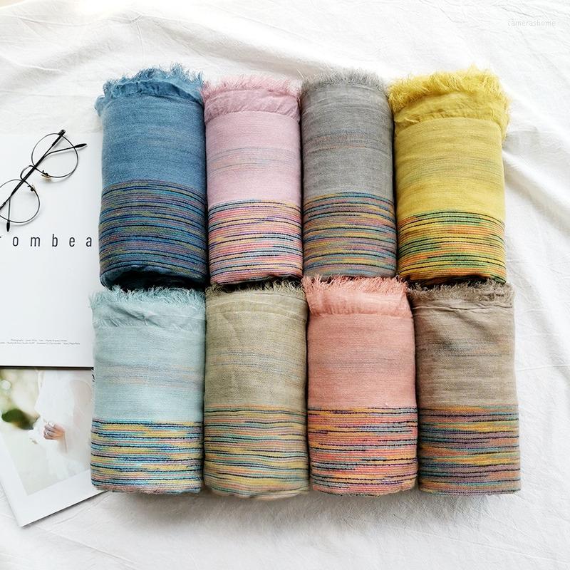 Scarves Japanese Literature And Art Style Cotton Linen Scarf Double-layer Color Stripe Tassel Silk Easy To Match Women's Shawl
Scarves Japanese Literature And Art Style Cotton Linen Scarf Double-layer Color Stripe Tassel Silk Easy To Match Women's Shawl