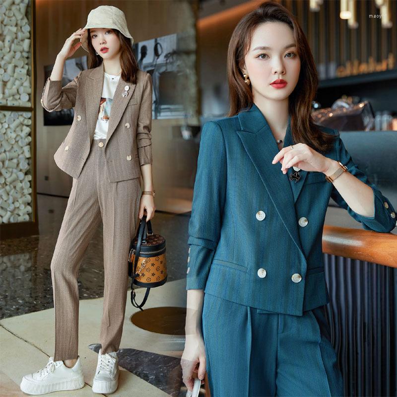 Women' Two Piece Pants Long Sleeve Fashion Double Breasted Women' Slim Fit Suit Short Two-Piece Jacket Striped Professional Leggings, Graybrownjacketpants
Women' Two Piece Pants Long Sleeve Fashion Double Breasted Women' Slim Fit Suit Short Two-Piece Jacket Striped Professional Leggings, Graybrownjacketpants