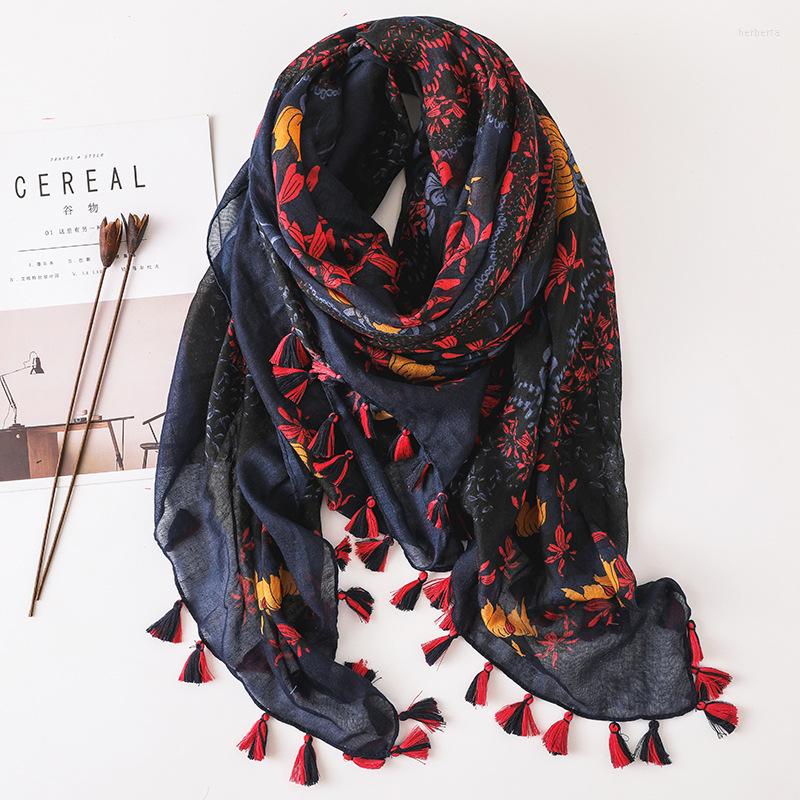 Scarves Women Floral Print Scarf Tassel Girls Flower Printed Capes Soft Square Shawls Wraps Black Base Red
Scarves Women Floral Print Scarf Tassel Girls Flower Printed Capes Soft Square Shawls Wraps Black Base Red
