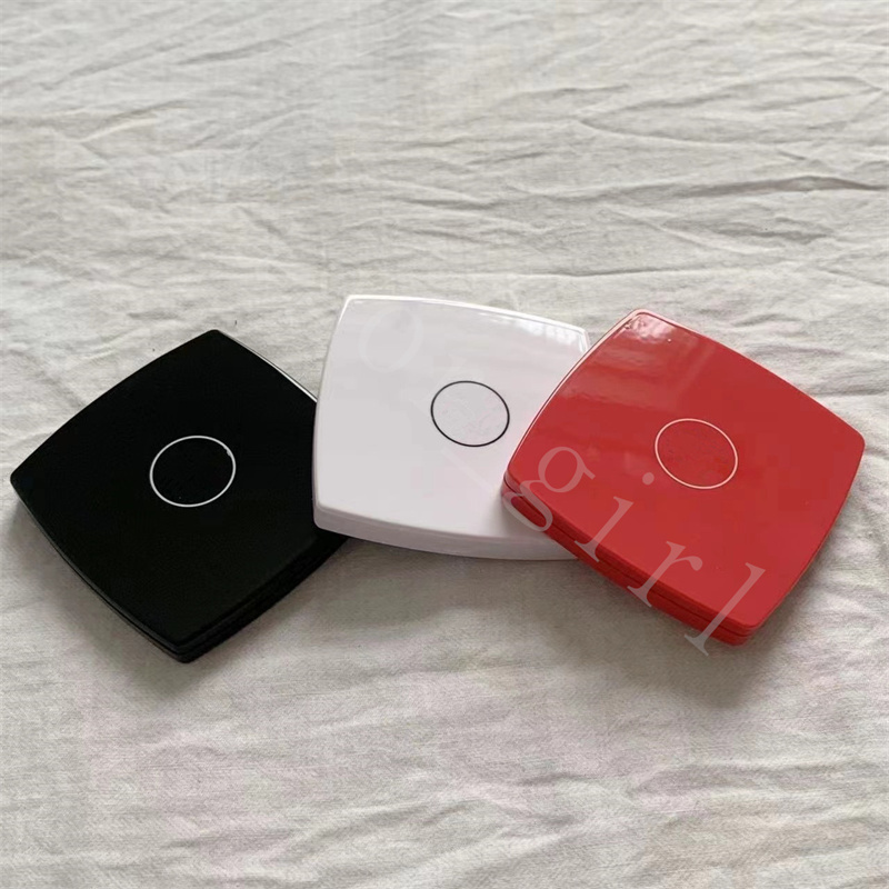 White Red Black Color Compact Mirrors Fashion Acrylic Folding Veet Dust Bag Mirror with Gift Box Black Makeup Tools Portable Classic Style Anita