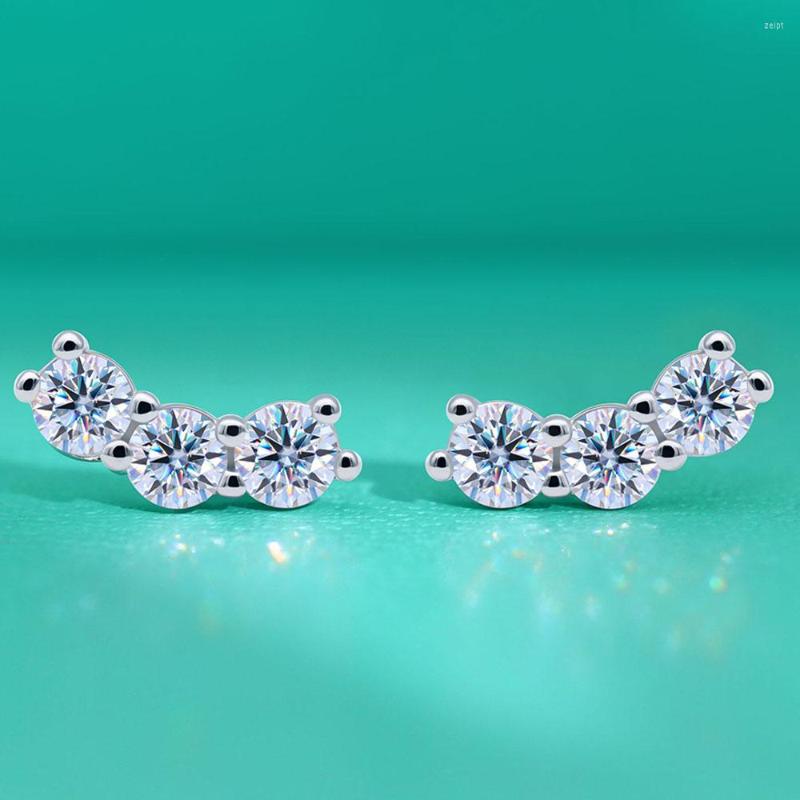 

Stud Earrings Serenity Day Real D Color 3mm Each Stone 0.6 Carat Moissanite S925 Sterling Silver Summer Style Jewelry Wholesale