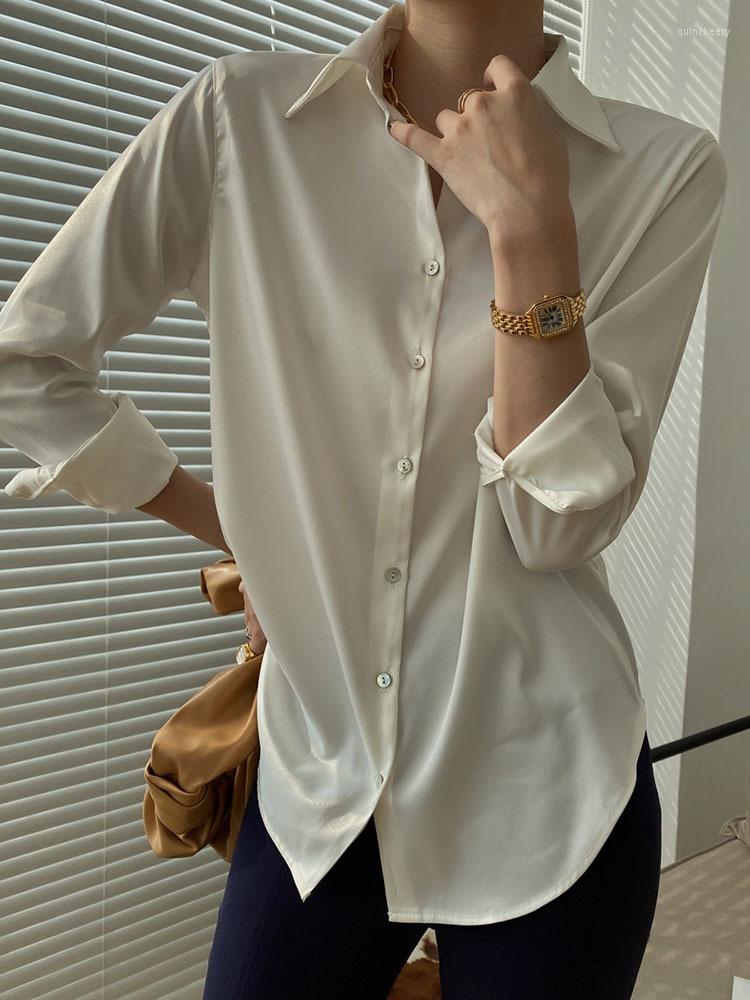 Women' Blouses Satin Shirt Lapel Single Breasted Long Sleeves Shirts Office Lady Loose Elegant 2022 Summer Niche Top G254, Green
Women' Blouses Satin Shirt Lapel Single Breasted Long Sleeves Shirts Office Lady Loose Elegant 2022 Summer Niche Top G254, Green