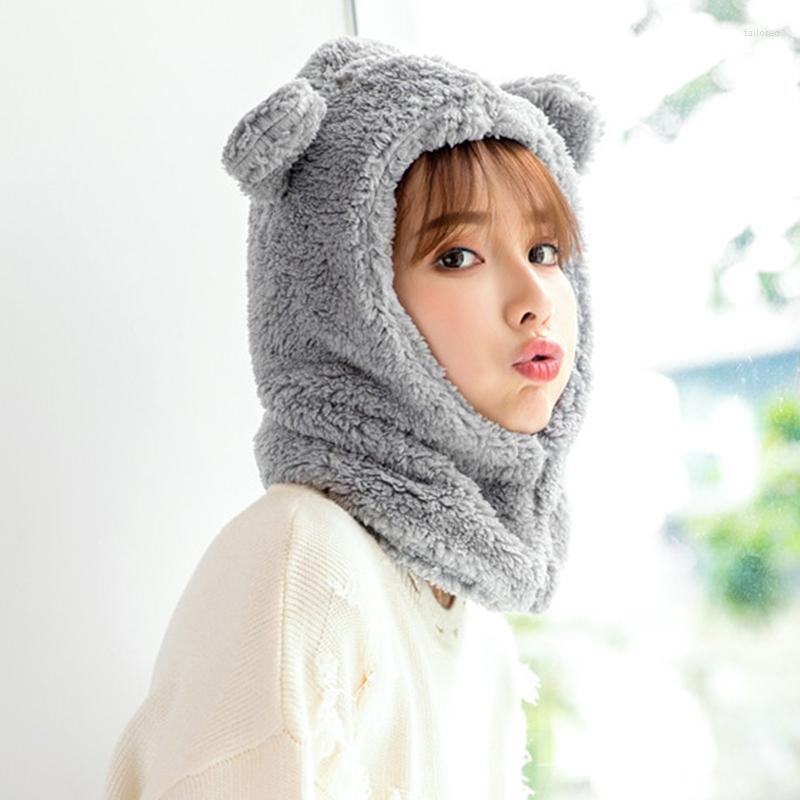Berets Women Winter Plush Warm Hood Cap Scarf Cute Cartoon Bear Ears Solid Color Thermal Windproof Earflap Hat Neck Warmer, Beige
Berets Women Winter Plush Warm Hood Cap Scarf Cute Cartoon Bear Ears Solid Color Thermal Windproof Earflap Hat Neck Warmer, Beige