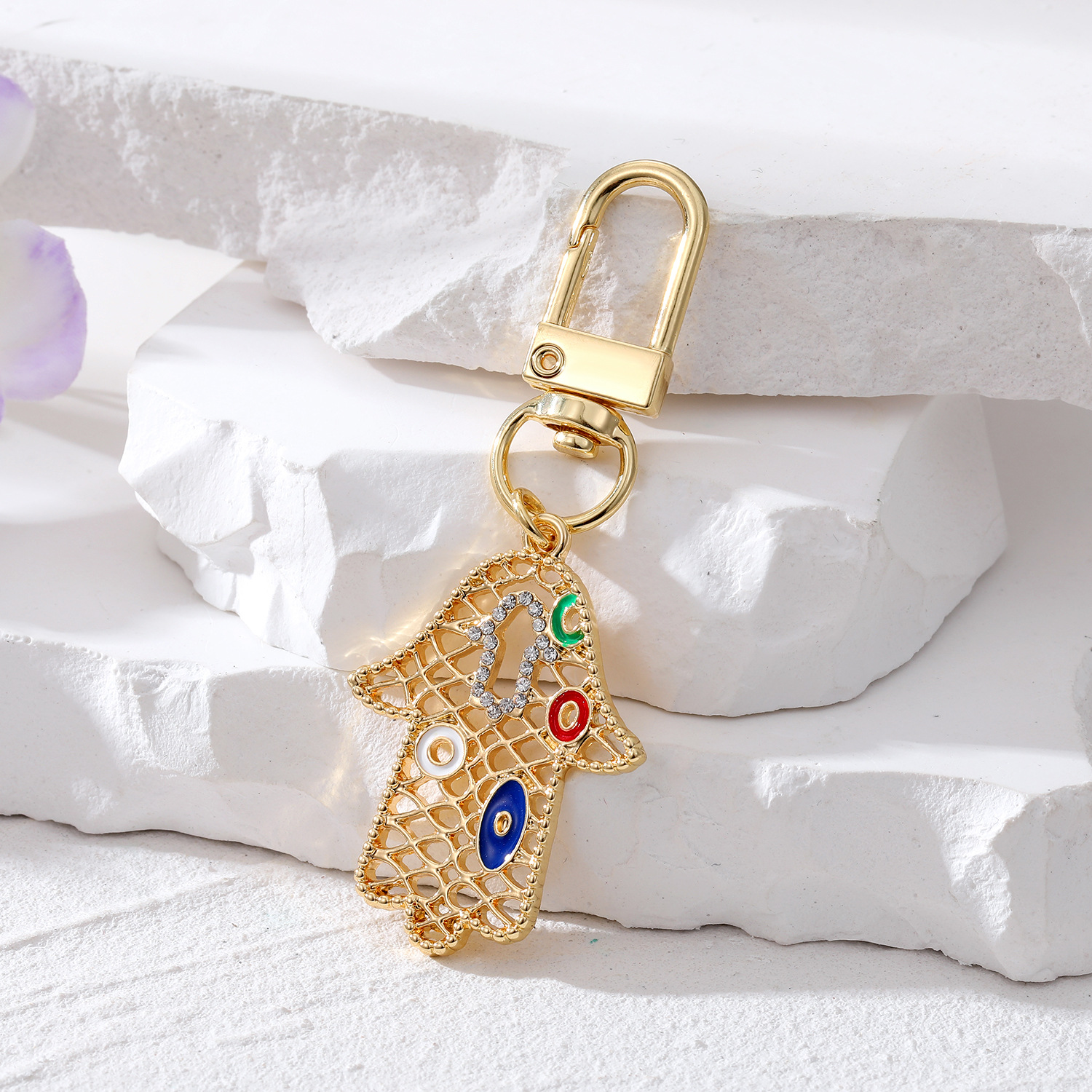 Evil Eye Hamsa Hand Keychain Key Rings For Friend Lovers Vintage Blue Eye Bag Car Keyring Pendant
