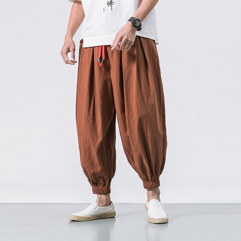 Men's Pants Summer Style Harem Men Chinese Casual Loose Cotton Linen Sweatpants Jogger Streetwear Trousers ABZ397 221116