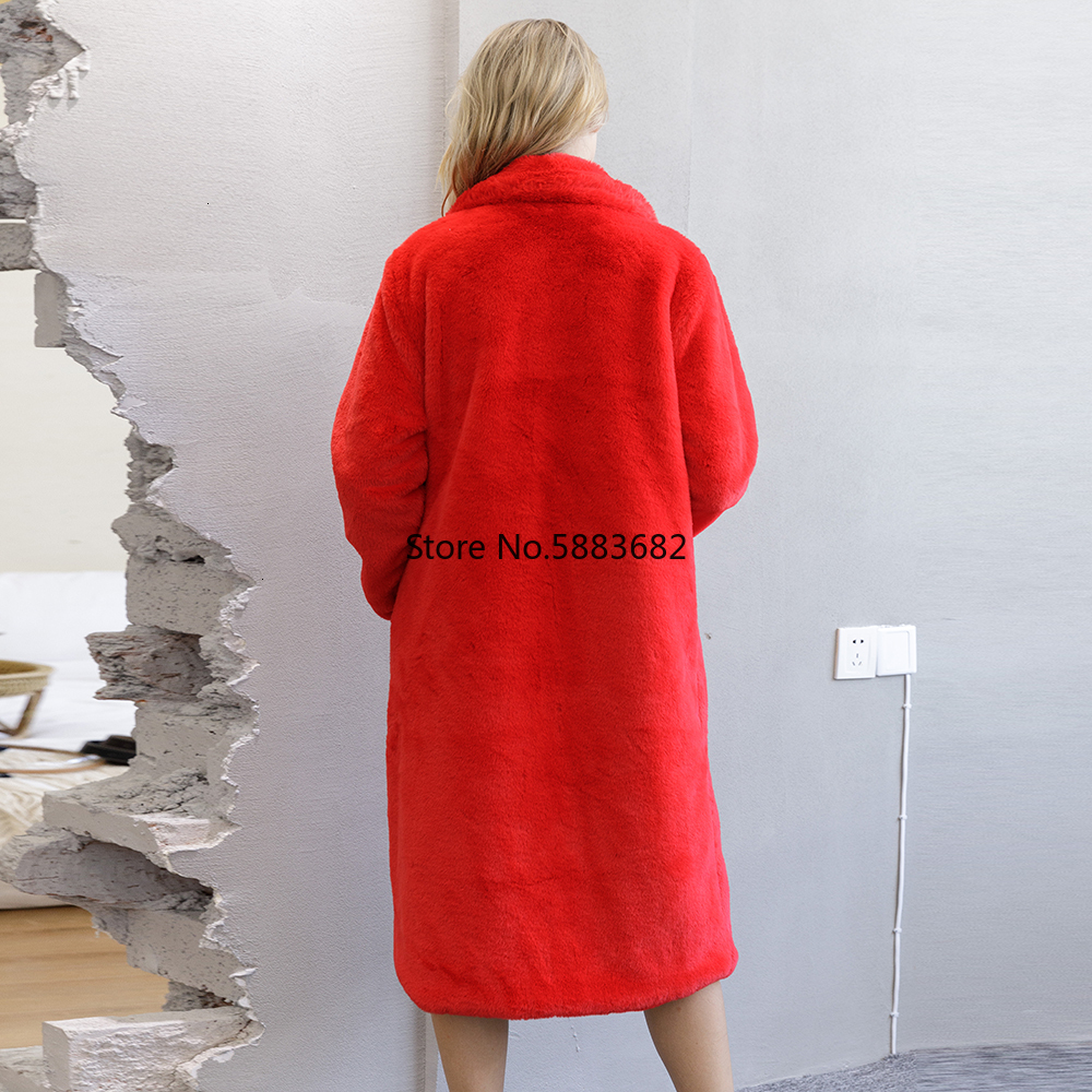Women's Fur Faux Long Loose Winter Coat Soft Street Style Leather Coats 221116
