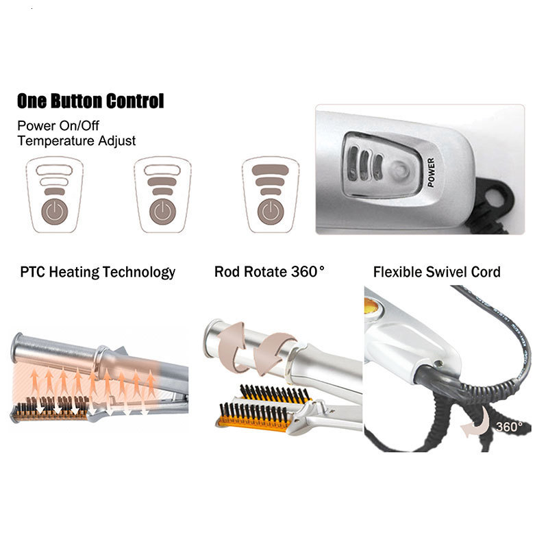 Curling Irons Professional Hair Curler Rotating Brush Styler 2 In 1 Styling Tool With 221116