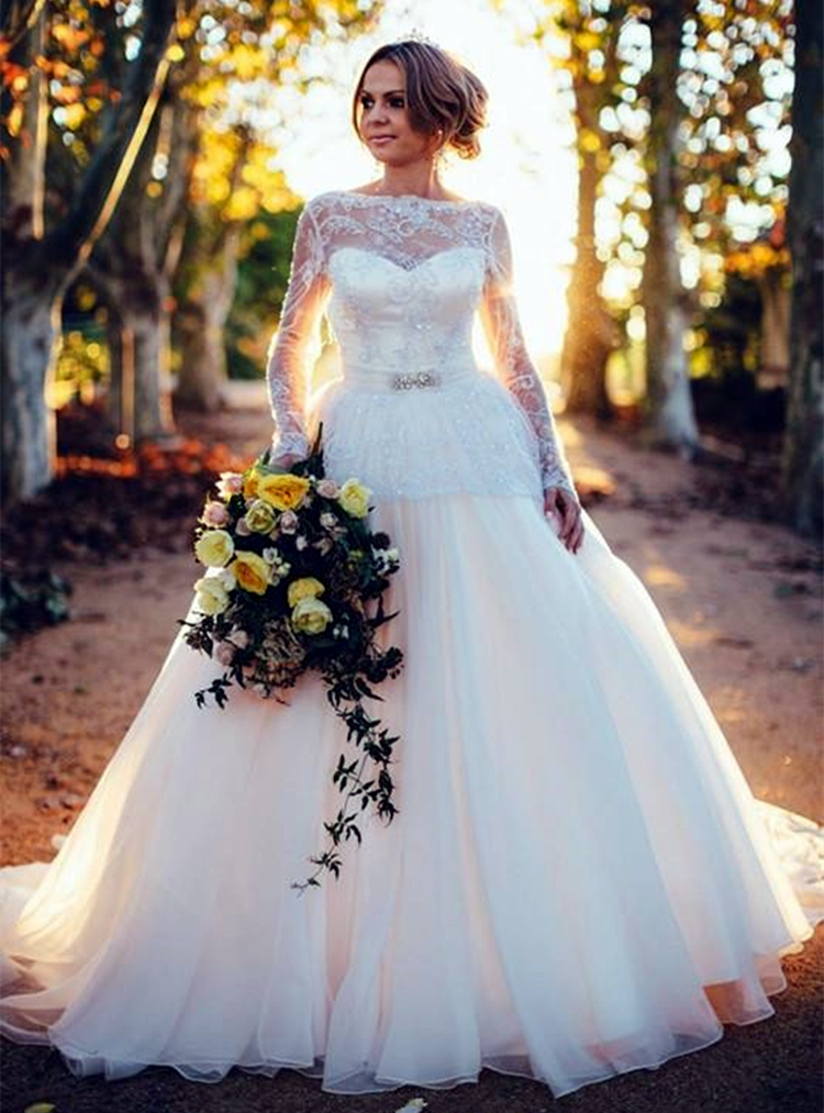 Country Long Sleeves Wedding Dresses A-Line Bridal Gowns Sexy Backless Ivory Lace Tulle Robe De Moriee Bow Back Garden Boho 2023