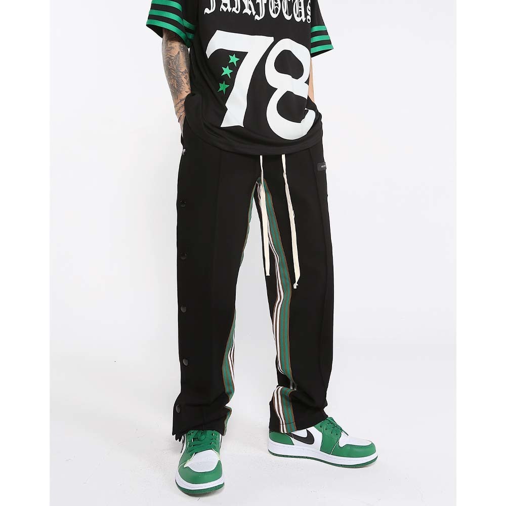 Men's Pants Patchwork Side Striped Casual Men Button Slit Trousers Skateboard Fashion Sweatpants Hip Hop 221116