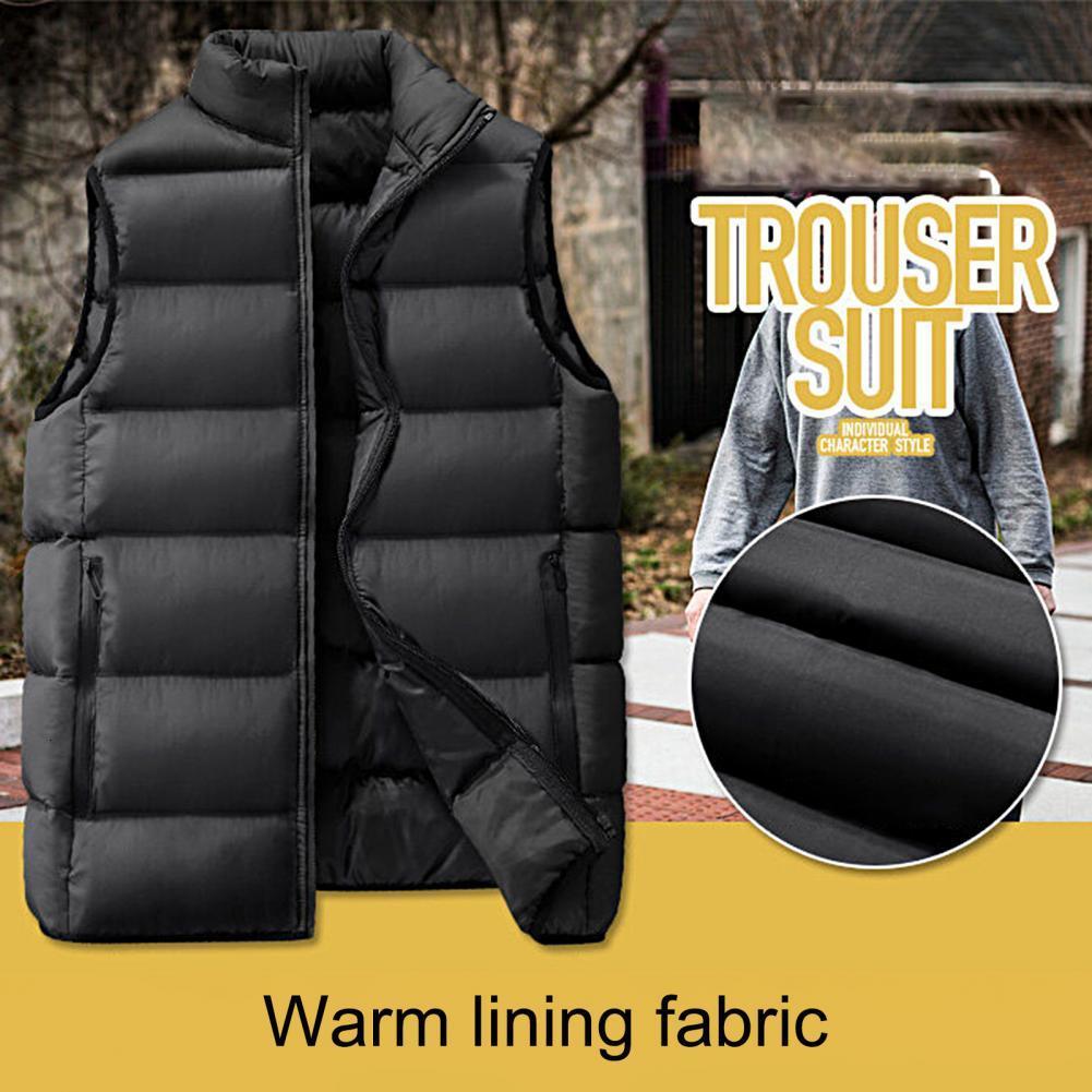 Men's Vests Trendy Men Waistcoat Smooth Surface Winter Padded Cardigan Plus Size Coat Warm 221116