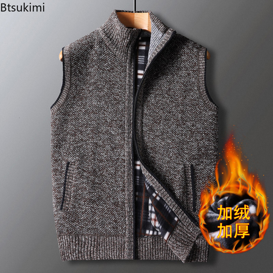 Men's Vests Autumn Winter Thick Sweaters Warm Sleeveless Jackets Sweatercoat Knitted Zipper Outerwear Casaco Masculino 221116