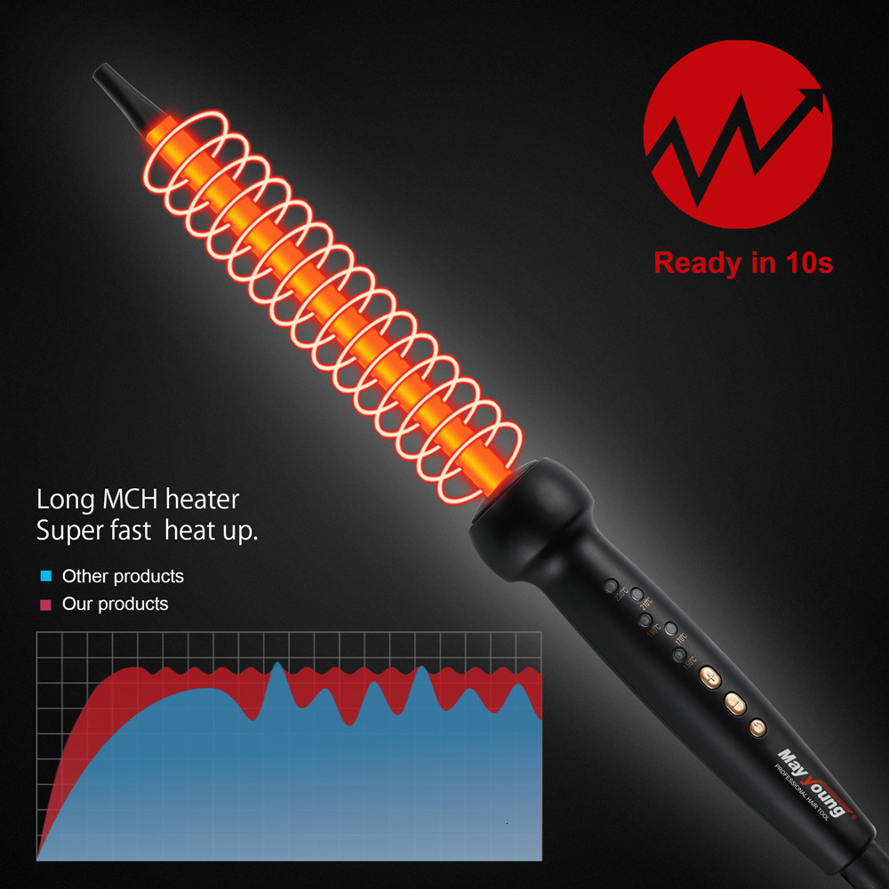 Curling Irons 9mm Super Slim MCH Tight Curls Wand Ringlet Afro Hair Curler Iron Chopstick 221116