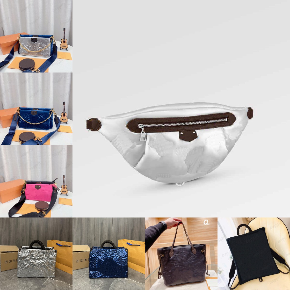Silver Econyl recycled Nylon bag Pillow Speedy Bandouliere purse OnTheGo Tote Mini Maxi Multi Pochette handbag Stitching Monograms Waist bumbag M20973 M20971
