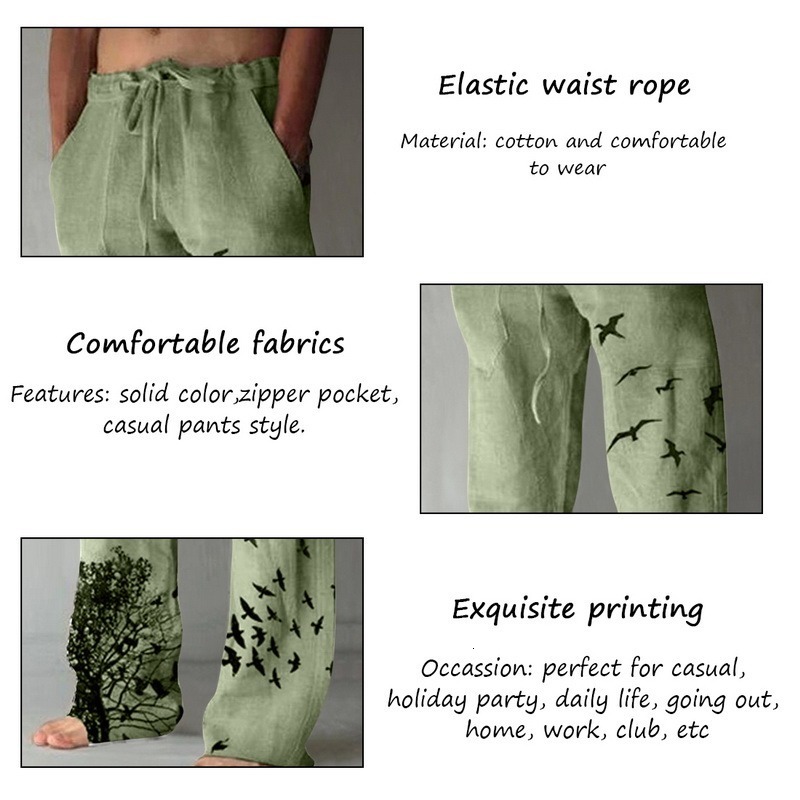 Men's Pants Summer Vintage Cotton Linen Oversized Jogger Trousers Hip Hop Avatar Print Male Plus Size Loose Wide Leg Men 221116