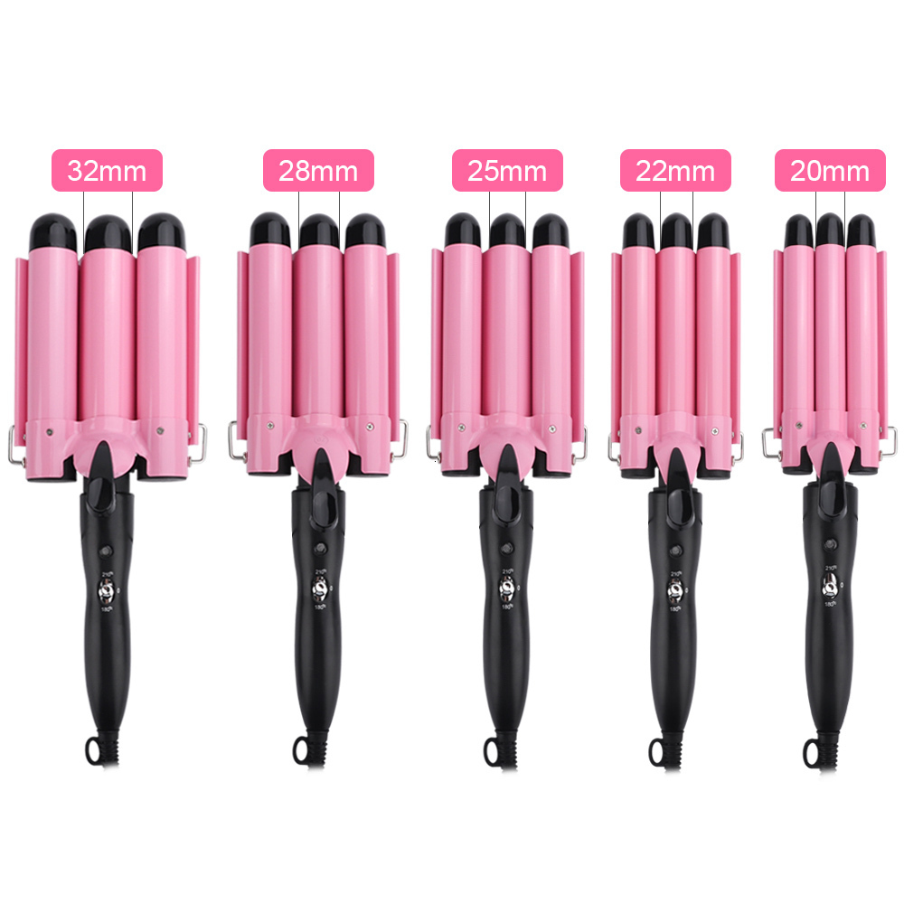 Curling Irons 3 Barrel Wand Temperature Adjustable 5 Size Perm Splint Ceramic Triple Barrels Hair Waver Portable Curler 221116