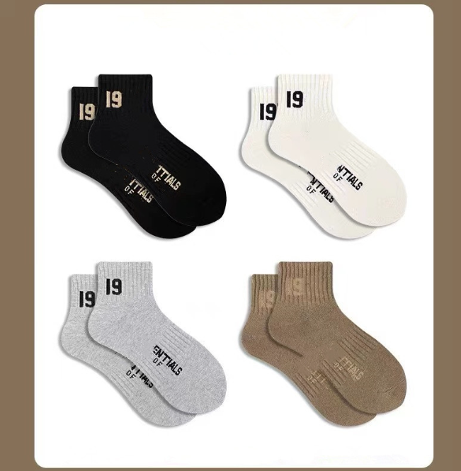 High Street Socks Tide Athletic Sock Black White Gray Men's and Women's Short Cotton Socks