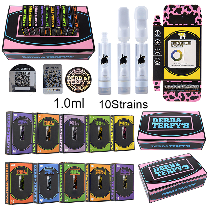 Derb and Terpys 1.0ml Atomizers Derb&Terpy's Vapes Cartridges Packaging Empty Full Ceramic Thick Oil Glass Carts Vaporizer 510 Thread Carts
Derb and Terpys 1.0ml Atomizers Derb&Terpy's Vapes Cartridges Packaging Empty Full Ceramic Thick Oil Glass Carts Vaporizer 510 Thread Carts