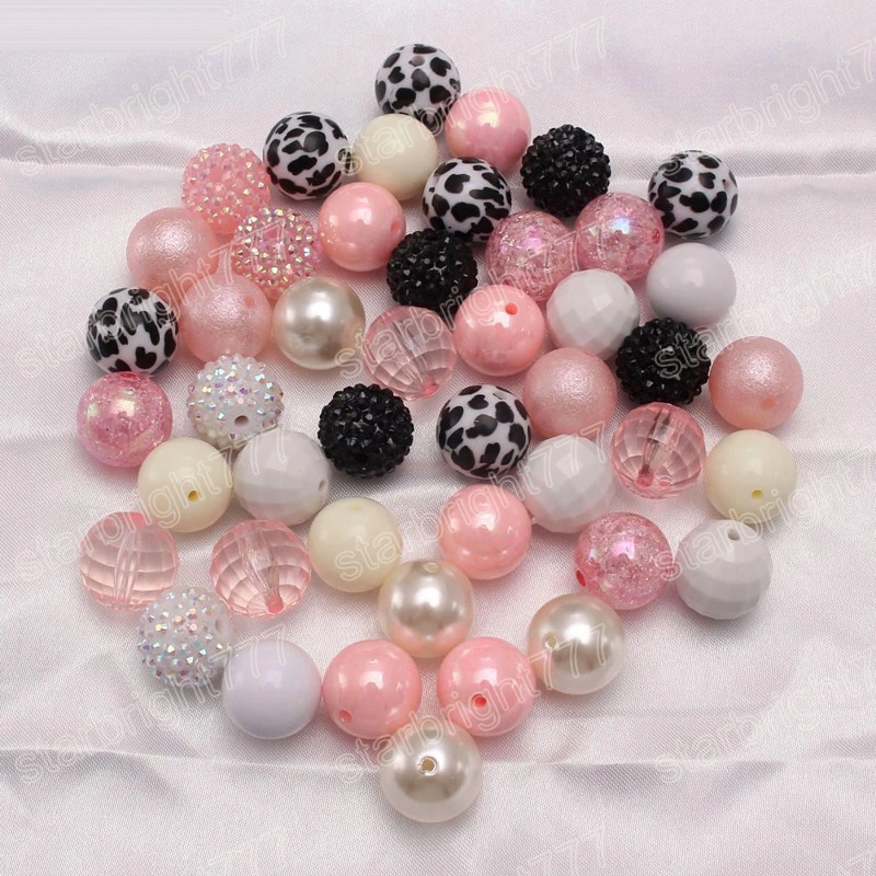 50PCS jewelry Colorful Chunky Bubblegum Beads DIY Kids Baby Loose Acrylic Rhinestones Beads For Girls Necklace/Bracelet