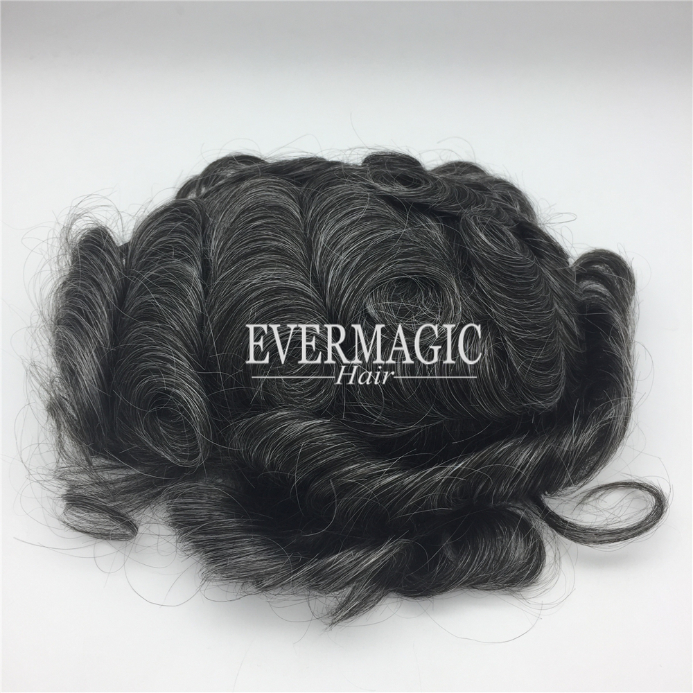 1B40 pepper and salt Mixed color Mens Wigs Replacement Toupee For Hair Loss Elder Men