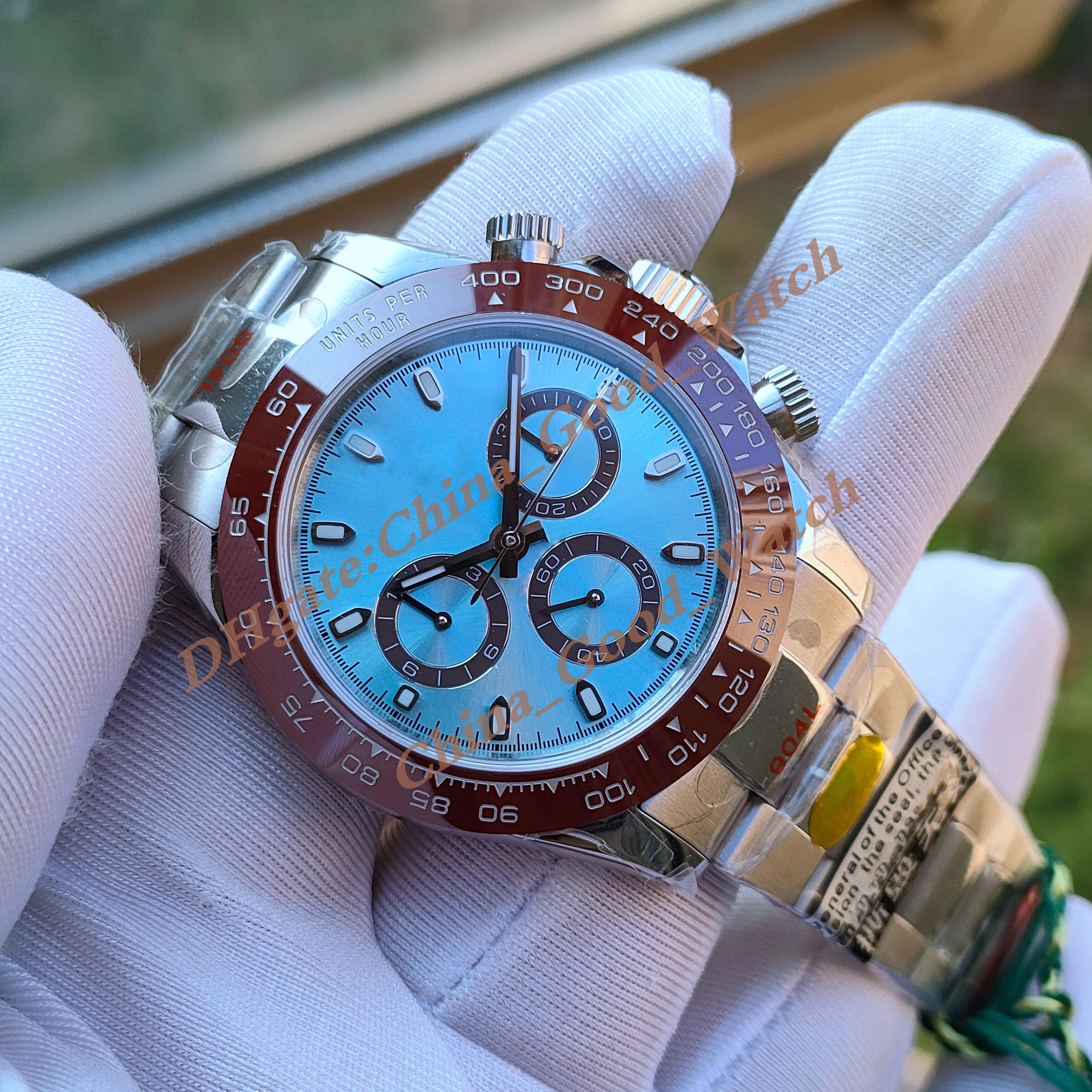 Good Super Factory Mens Watches ice Blue Dial Men 7750 Automatic Movement Watch 904L Steel Sapphire Crysta 12.4MM Wristwatches Original box NFC Serial Number Card