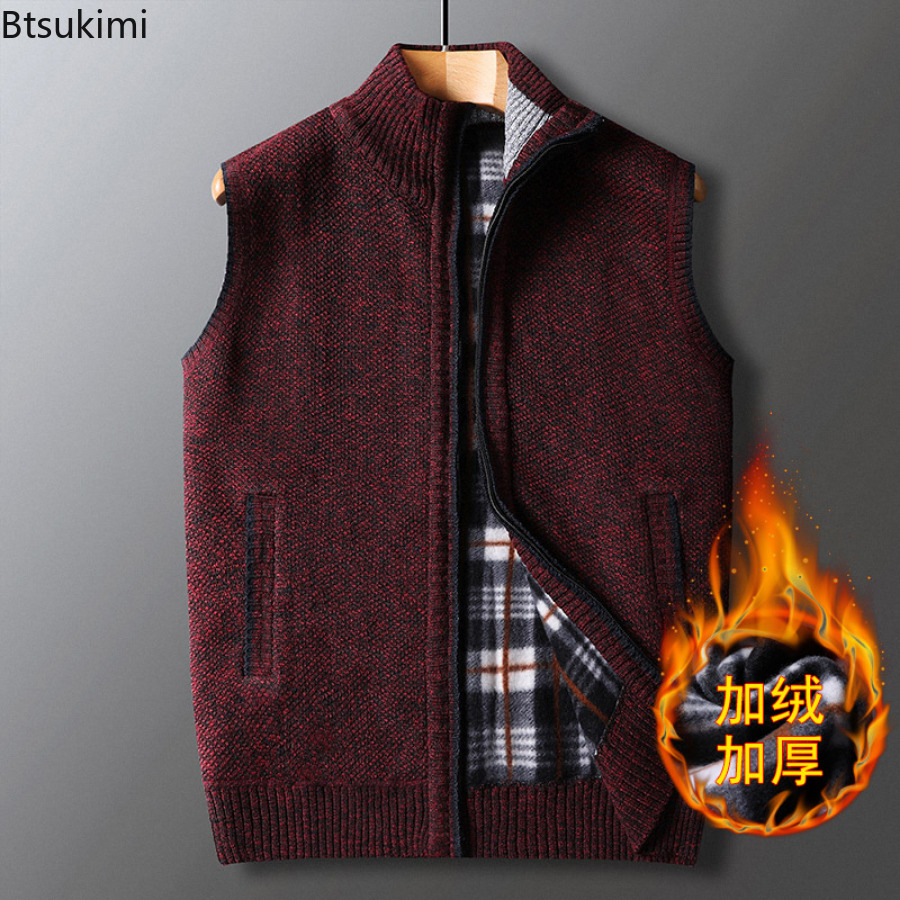 Men's Vests Autumn Winter Thick Sweaters Warm Sleeveless Jackets Sweatercoat Knitted Zipper Outerwear Casaco Masculino 221116
