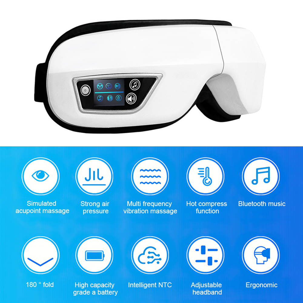 Eye Massager 6D Smart Airbag Vibration Massage Health Care Instrumen Heating Bluetooth Music Relieves Fatigue Dark Circles 221116