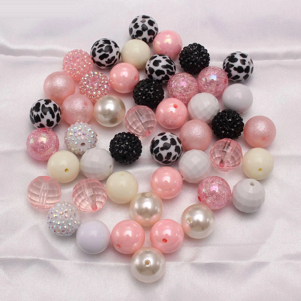 50PCS jewelry Colorful Chunky Bubblegum Beads DIY Kids Baby Loose Acrylic Rhinestones Beads For Girls Necklace/Bracelet