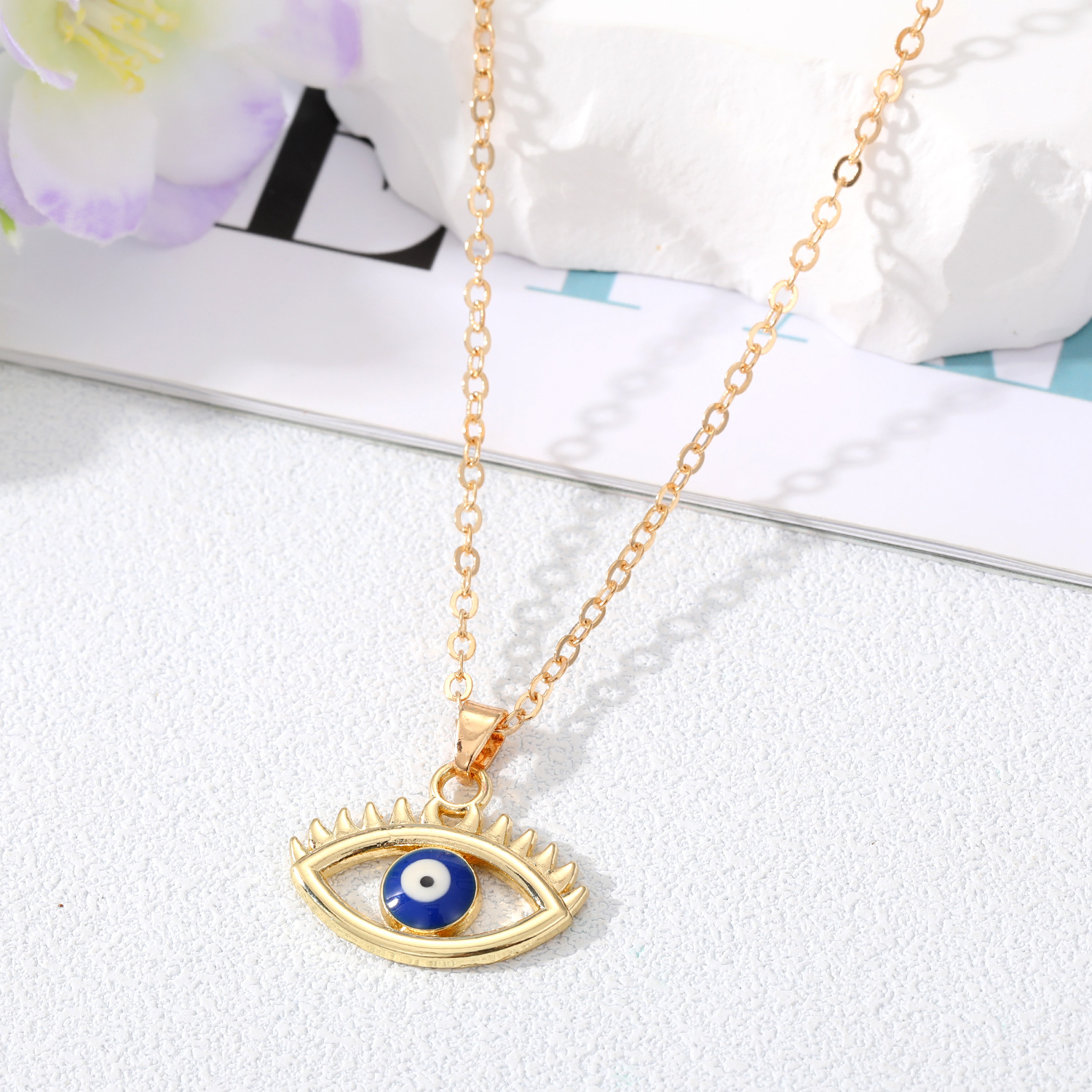 Enamel Evil Eye Pendant Necklace For Women Hollow Turkish Lucky Blue Red Eye Choker Necklaces Clavicel Chains Party Jewelry