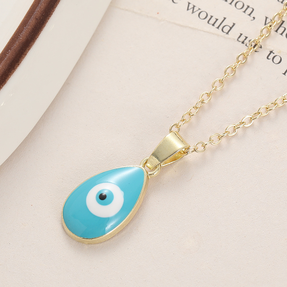 Water drop Enamel Evil Blue Eyes Pendant Necklace For Womens Turkish Lucky Eye Choker Necklaces Clavicel Chains Wedding Party Jewelry