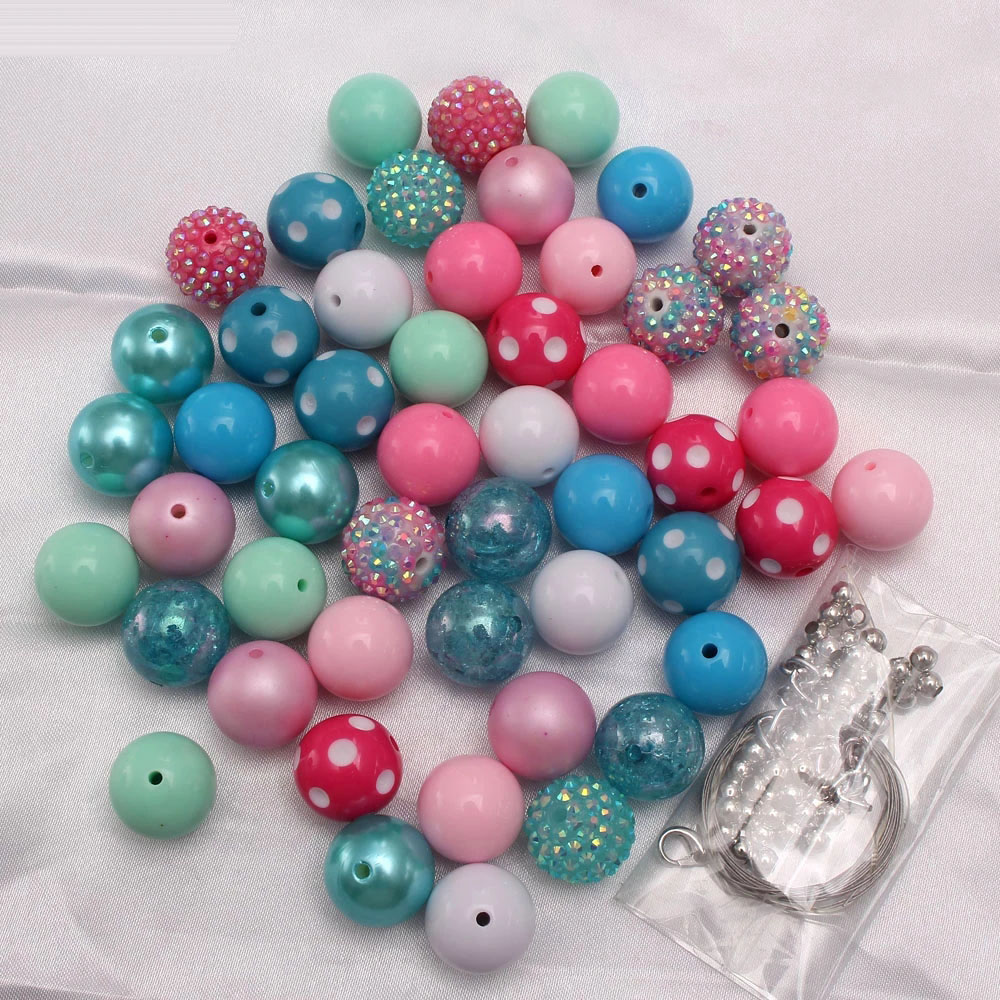 Baby Kids Jewelry Accessories DIY Chunky Bubblegum Beads Colorful Loose Acrylic Rhinestones Beads For Girls Necklace