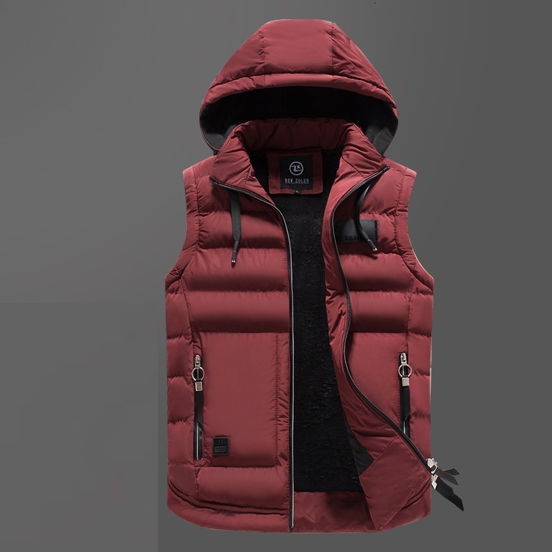 Men's Vests Mens Vest Jacket Winter Warm Hooded Sleeveless Jackets Fashion Male Thicken Waistcoat Hat Detachable Autumn Pocket Men 221116