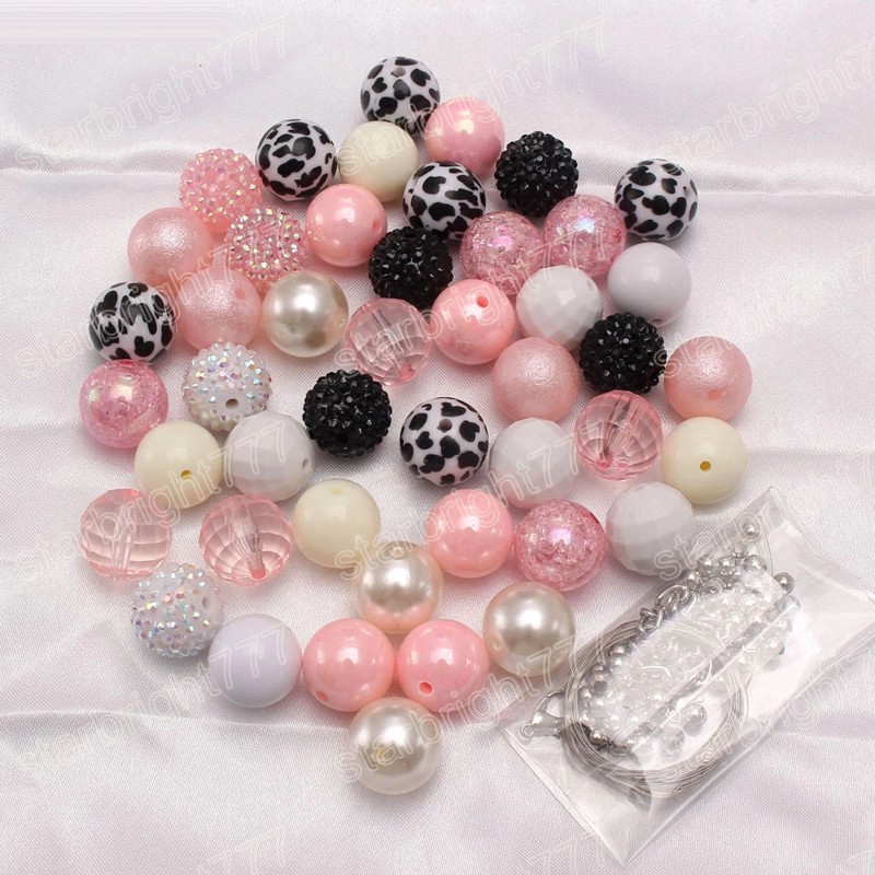 50PCS jewelry Colorful Chunky Bubblegum Beads DIY Kids Baby Loose Acrylic Rhinestones Beads For Girls Necklace/Bracelet