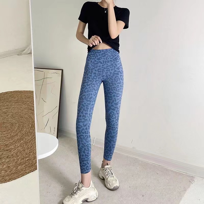 Leopard Leggings Yoga Pant Women's High Waist Sweatpants Cheetah Sports Fitness Ninth Tight Pants 25"