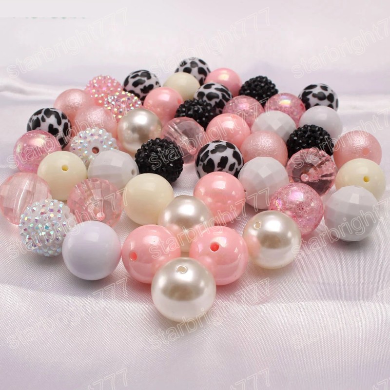 50PCS jewelry Colorful Chunky Bubblegum Beads DIY Kids Baby Loose Acrylic Rhinestones Beads For Girls Necklace/Bracelet