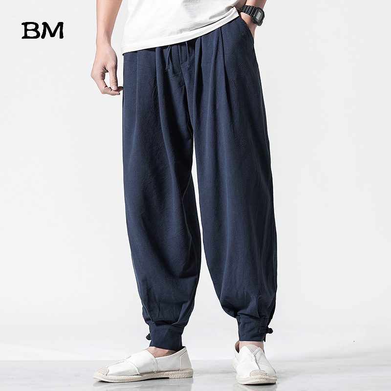 Men's Pants Chinese Style Sweatpants Ancient Linen Bloomers Casual Fashion Joggers Men Loose Large Size Sports 5XL Trousers Male 221116
