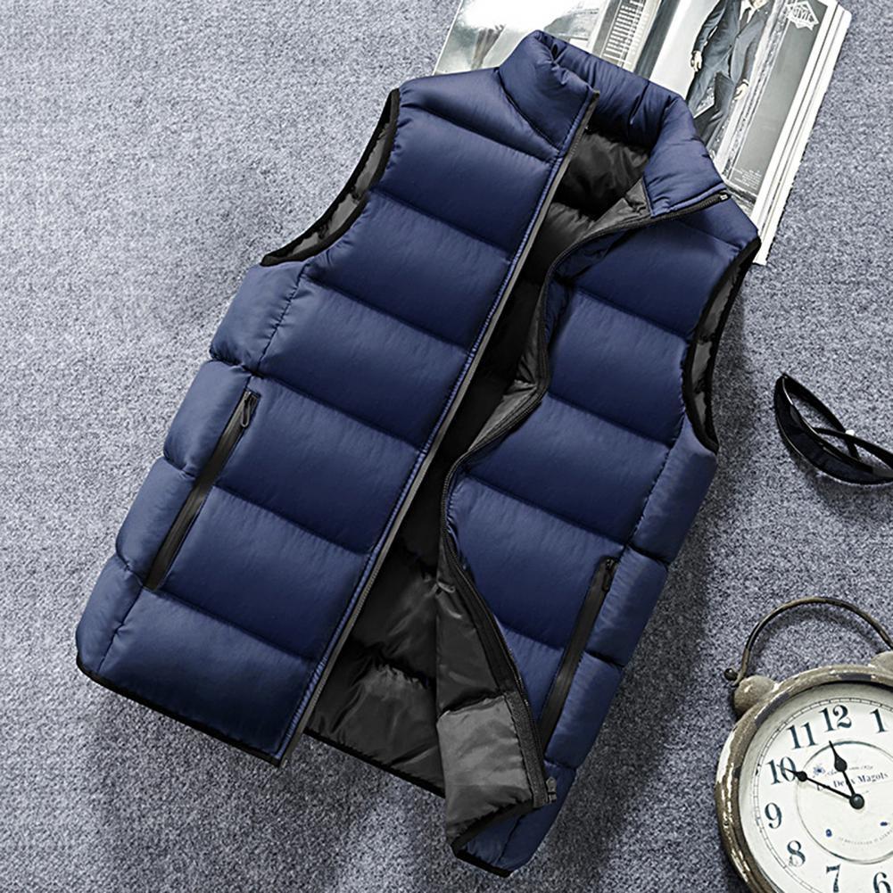 Men's Vests Trendy Men Waistcoat Smooth Surface Winter Padded Cardigan Plus Size Coat Warm 221116