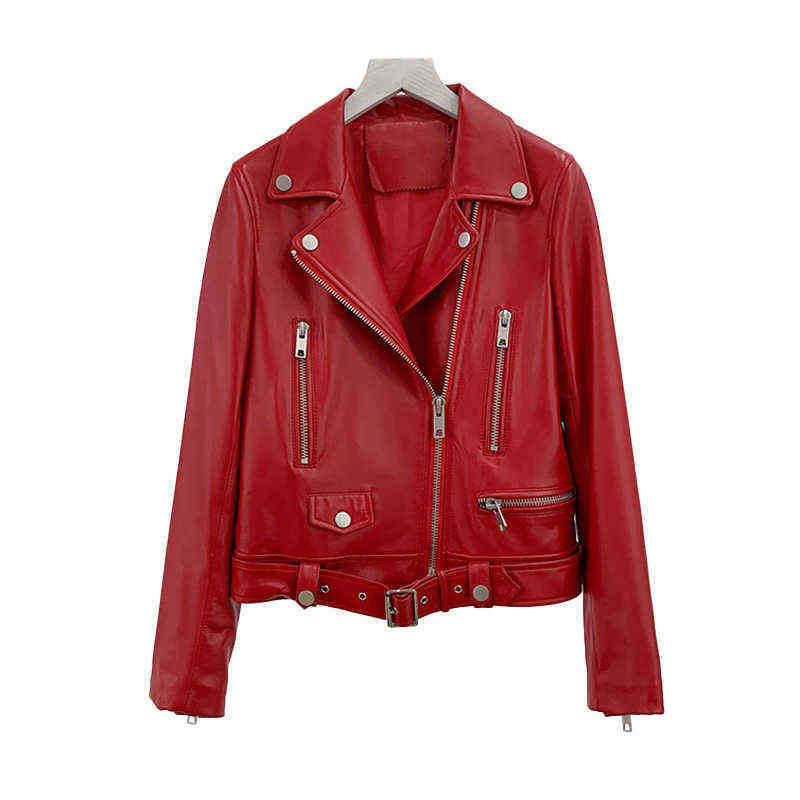 Women Genuine Leather Jackets Fashion Belt Motorcycle Jackets Biker Leather Jacket For Lady 2022 Sheepskin FG4046 J220727, Red
Women Genuine Leather Jackets Fashion Belt Motorcycle Jackets Biker Leather Jacket For Lady 2022 Sheepskin FG4046 J220727, Red