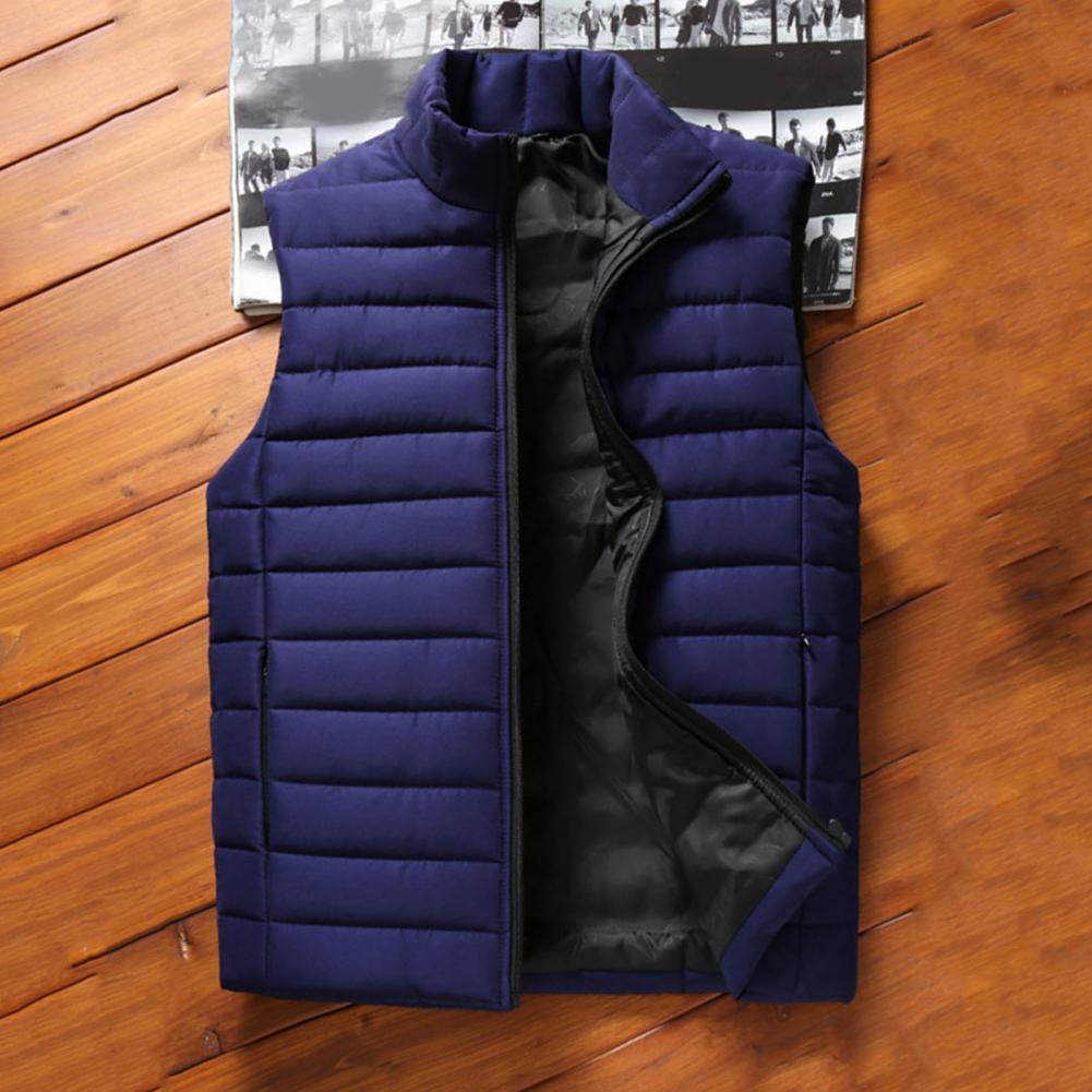Men's Vests Waistcoat Sleeveless Stand Collar Antifreezing Slim Fit Thicken Warm Zipper Closure Winter Vest Clothes 221116