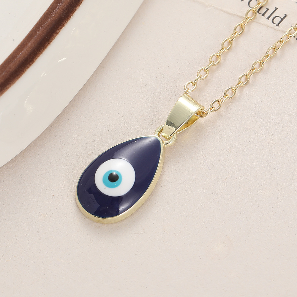 Water drop Enamel Evil Blue Eyes Pendant Necklace For Womens Turkish Lucky Eye Choker Necklaces Clavicel Chains Wedding Party Jewelry