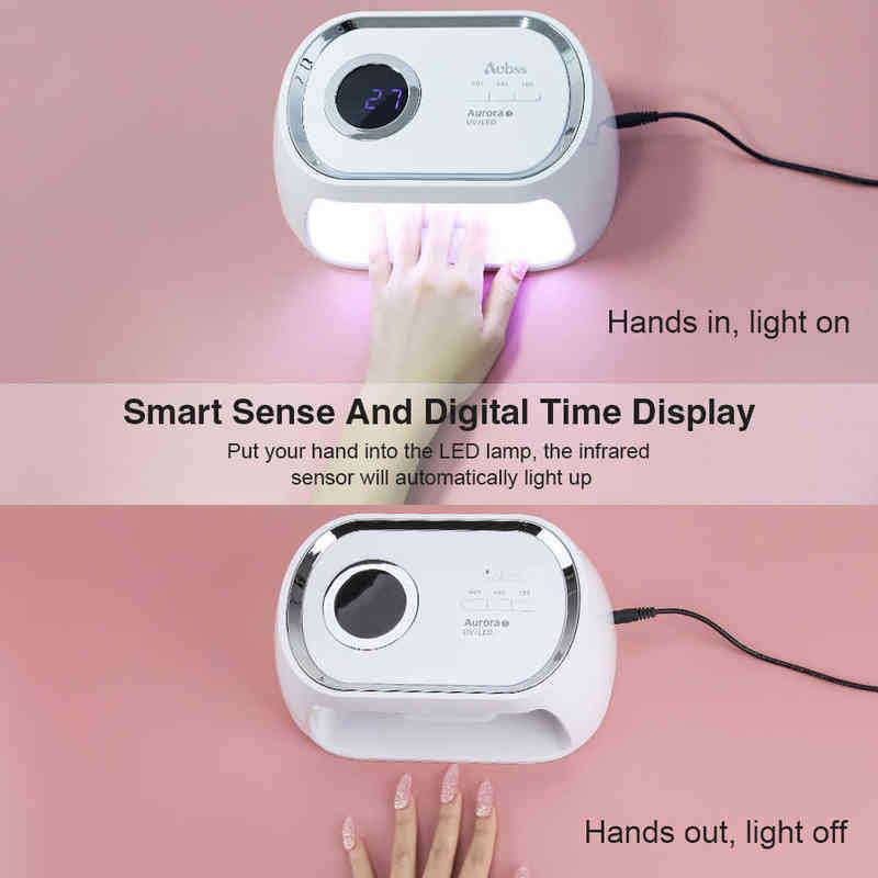 Nxy Aubss Uv Led Lamp Nail Dryer Aurora 2 in 1 48w High Power Quick Drying for Manicure Accessories Gel Polish 220624